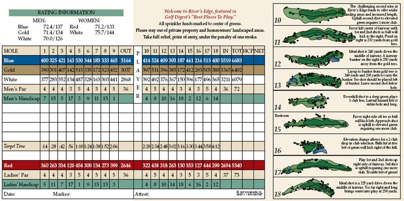 Golf in Bend Oregon Golf Scorecard River #39 s Edge Golf Course Golf in Bend Oregon Golf Scorecard River #39 s Edge Golf Course