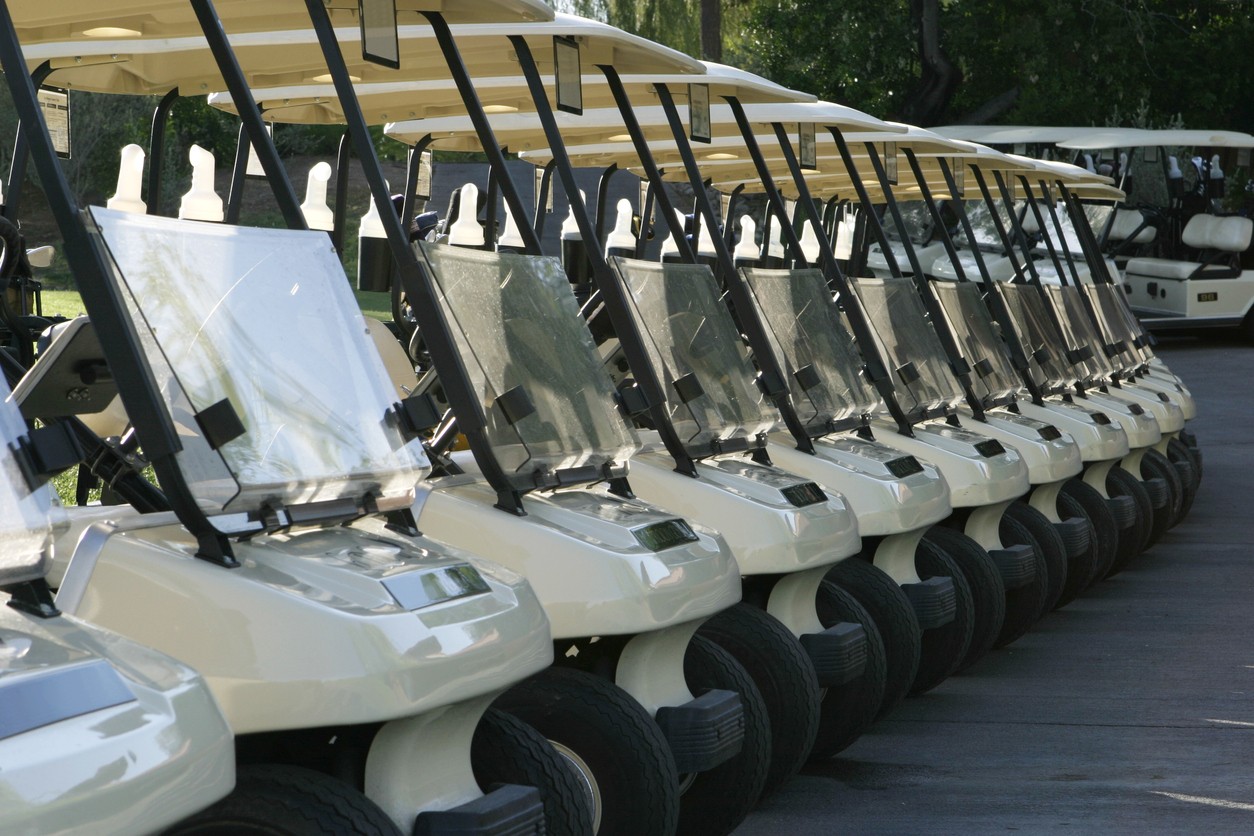 line-of-golf-carts