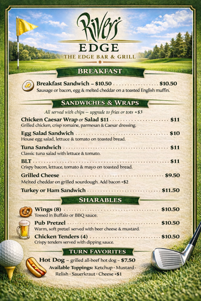 Menu at The Edge