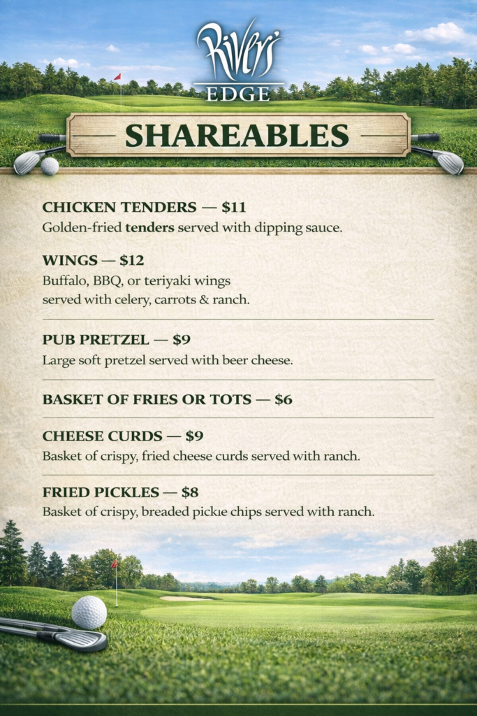 Shareables Menu at The Edge